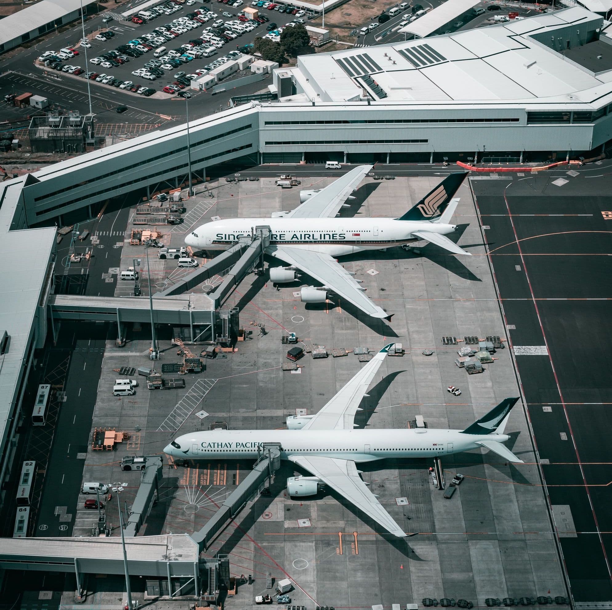 photograph of bird-eye view of airport